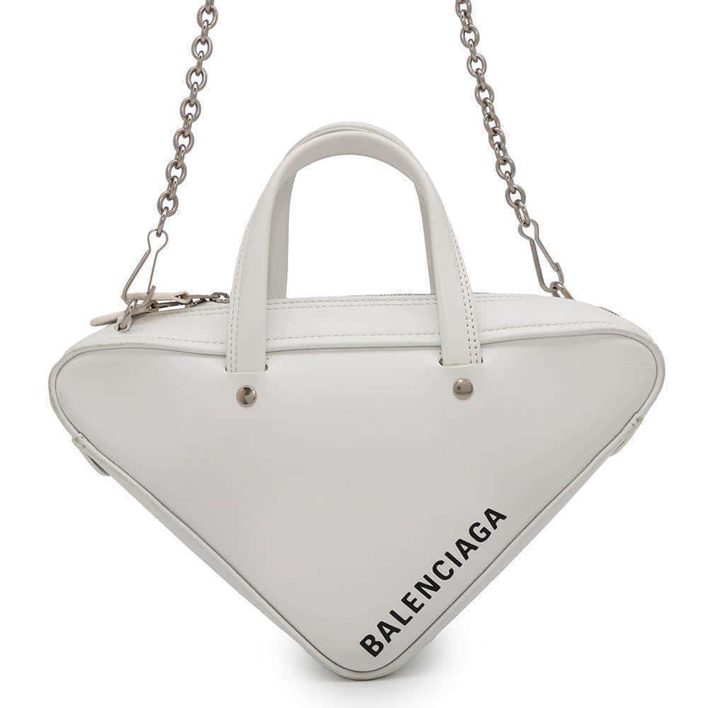 Balenciaga Triangle Duffle XS Leather Handbag White